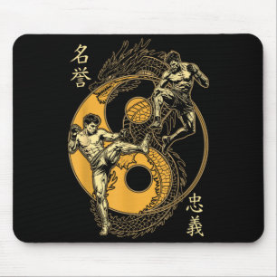 MMA Fighter Dragon Yin Yang Knee Kick Mixed Mouse Mat
