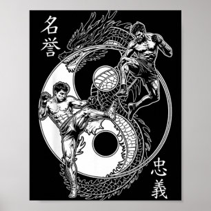 MMA Fighter Dragon Yin Yang Knee Kick Mixed Poster