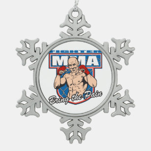 MMA Fighter Snowflake Pewter Christmas Ornament