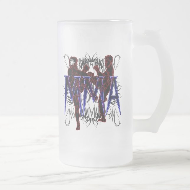 MMA Fighters Frosted Beer Glass Frosted Glass Beer Mug (Right)