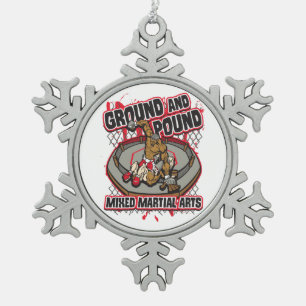 MMA Ground and Pound Snowflake Pewter Christmas Ornament