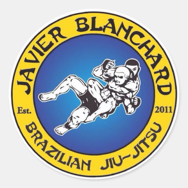 mma jiu jitsu bjj classic round sticker (Front)