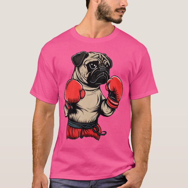 Mma Kickboxer Pug Dog Boxing Gloves Kickboxing Box T-Shirt (Front)