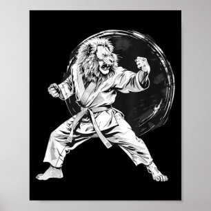 MMA Lion Drawing Martial Arts Kickboxing Taekwondo Poster