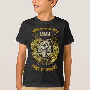 MMA Mixed Martial Arts Cage Dragon Fist Tiger BJJ T-Shirt