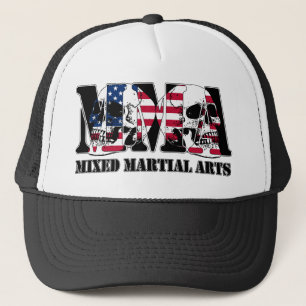 MMA Mixed Martial Arts Japan Flag & Skulls Trucker Hat