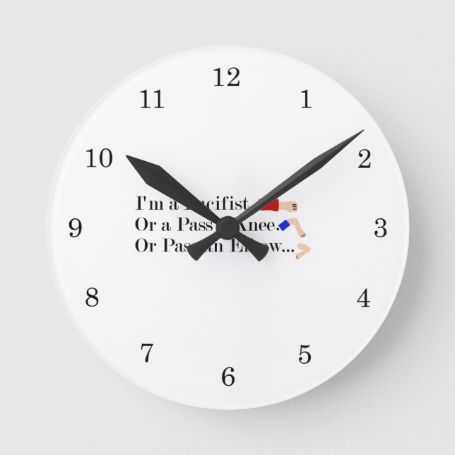 MMA Pacifist Humour Design Round Clock (Front)