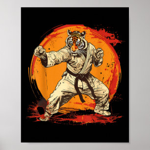 MMA Tiger Watercolor Taekwondo Kickboxing Martial Poster