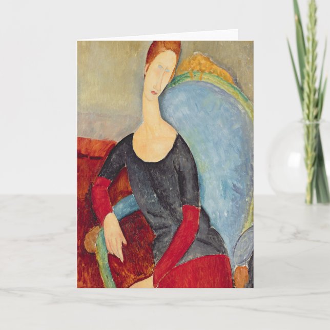 Mme Hebuterne in a Blue Chair, 1918 Card (Front)