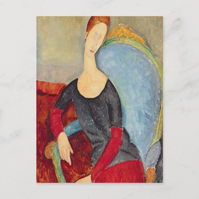 Mme Hebuterne in a Blue Chair, 1918 Postcard (Front)