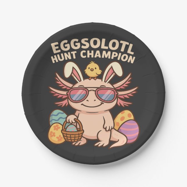 mmended): Eggsolotl Hunt Champion – Funny Cute Axo Paper Plate (Front)
