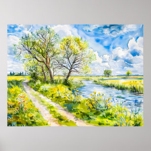 mmer Path by the Havel Havelland Watercolor Style Poster