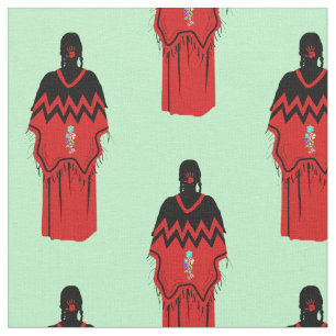 MMIW Kwe Red Hand Pattern Light Green Fabric