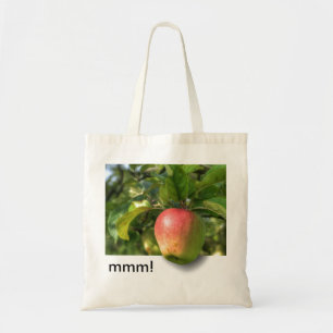 mmm!   Apple Hanging Off Tree   Customisable Text Tote Bag
