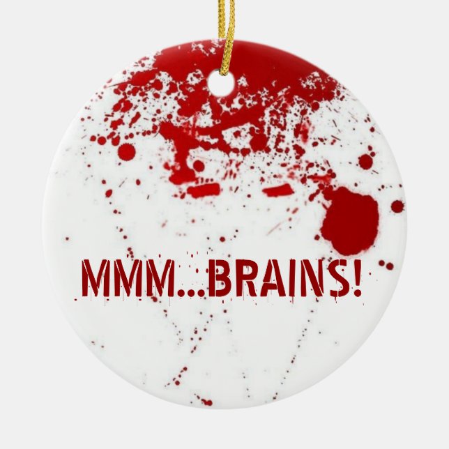 MMM...Brains Ceramic Tree Decoration (Front)