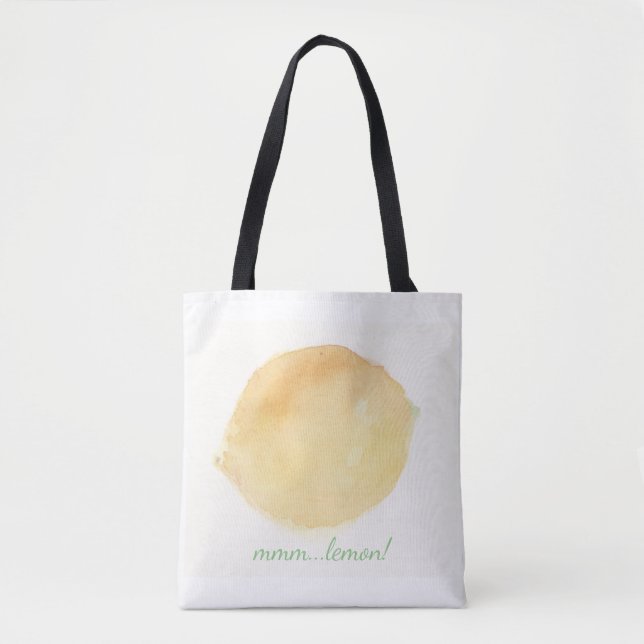 mmm...watercolor lemon tote bag (Front)