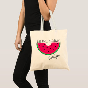 MMM ... YUMMY,  red watermelon slice, personalised Tote Bag