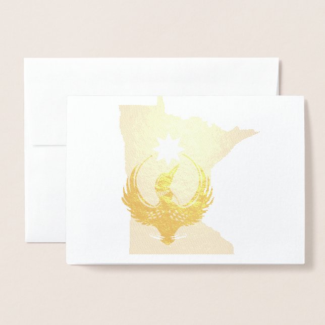 MN Loon Rising - MN State flag Foil Card (Front With Envelope)