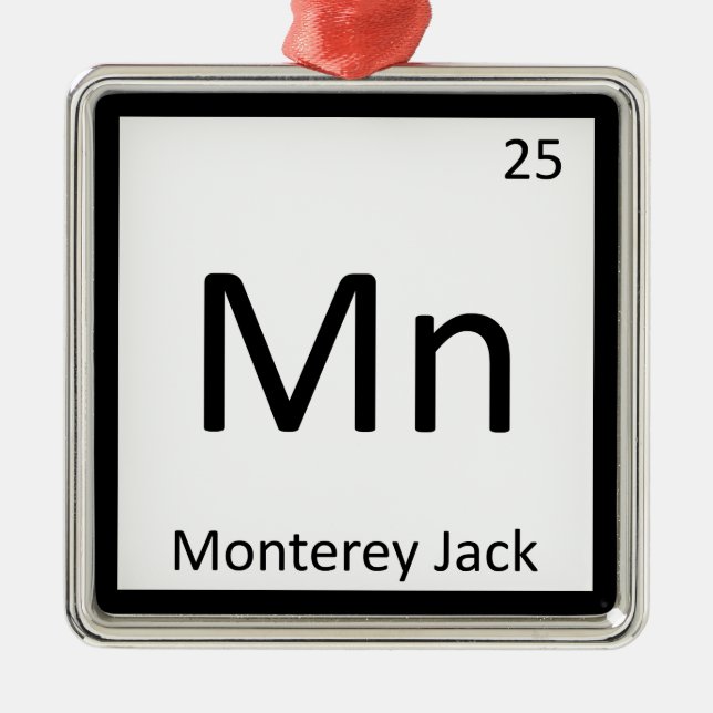 Mn - Monterey Jack Cheese Chemistry Periodic Table Metal Tree Decoration (Front)