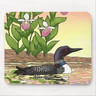MN State Bird Flower Loon Lady Slipper Mouse Mat