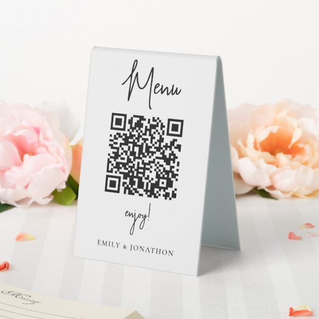 Mnimalist Script Qr Code to Menu Wedding  Table Te (In SItu (Wedding))