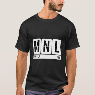 Mnl Manila Philippines Travel Souvenir Black Text T-Shirt
