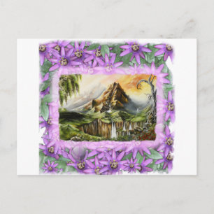 mnt with prple flowers frame postcard