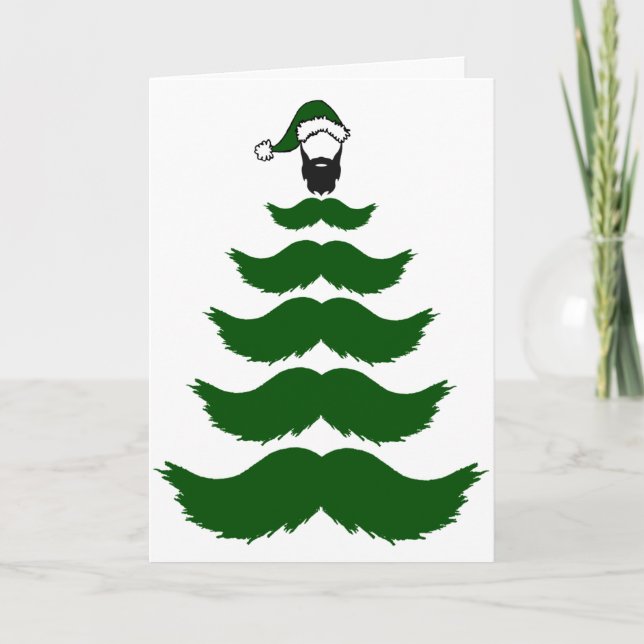 Mo Moustache Christmas Tree Beard Green Moustache Card (Front)