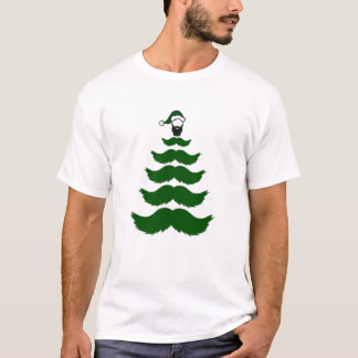 Mo Moustache Christmas Tree Beard Man Topper Green T-Shirt