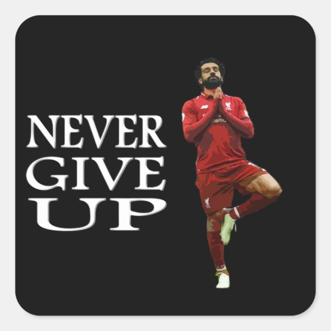 Mo salah never give up comic cartoon T-Shirt Square Sticker (Front)