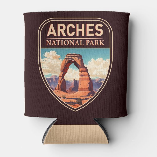 Moab Arches National Park Utah Delicate Arch Retro Can Cooler (Front)