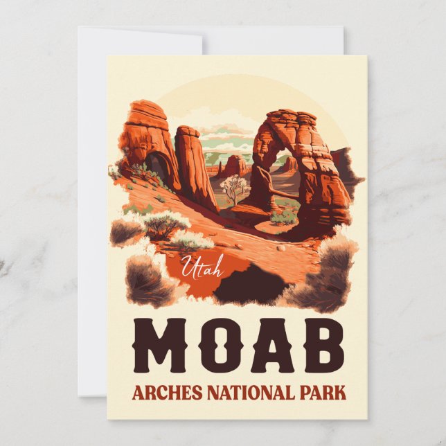 Moab Arches National Park Utah Delicate Arch Retro Invitation (Front)