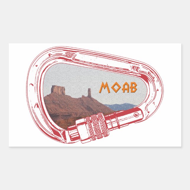 Moab Climbing Carabiner Rectangular Sticker (Front)