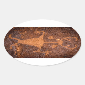 Moab Man Petroglyph Portrait - Utah Oval Sticker