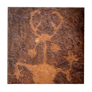 Moab Man Petroglyph Portrait - Utah Tile