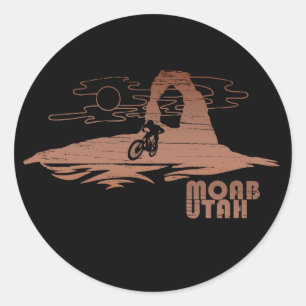 Moab mtb mountain biking classic round sticker