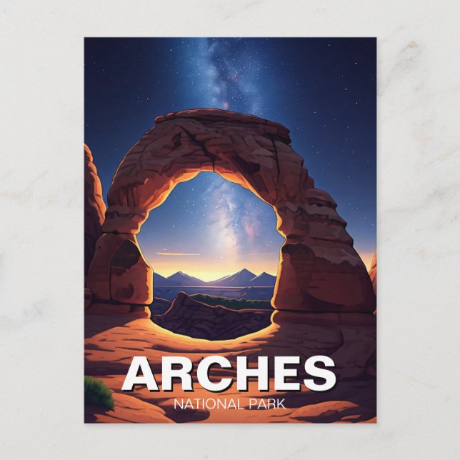 Moab Utah Arches National Park milky way Postcard (Front)