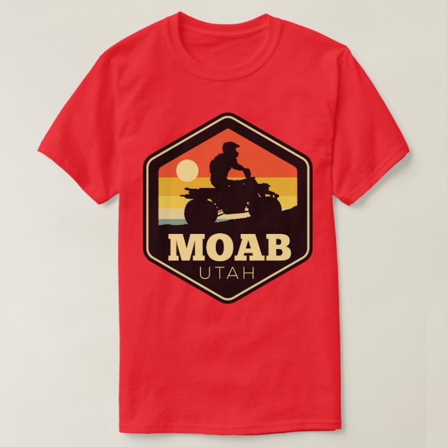 Moab Utah ATV Vintage Sunset Hexagon T-Shirt (Design Front)