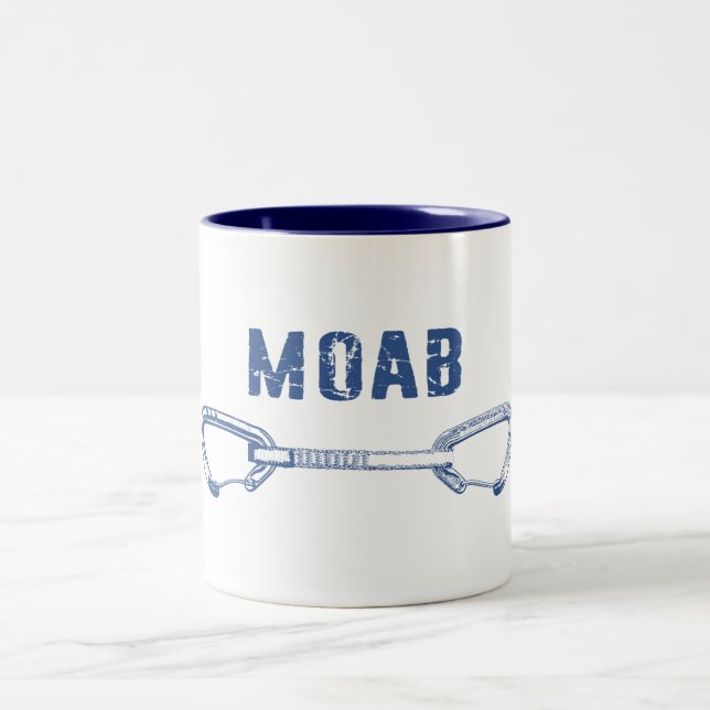 Moab Utah Climbing Quickdraw Two-Tone Coffee Mug (Center)