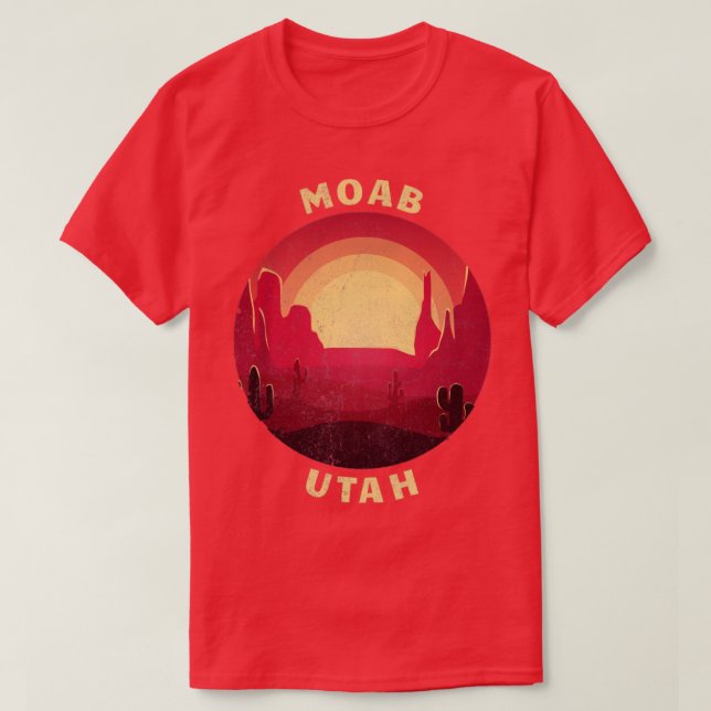 Moab Utah Desert Illustration Vintage Souvenir T-Shirt (Design Front)
