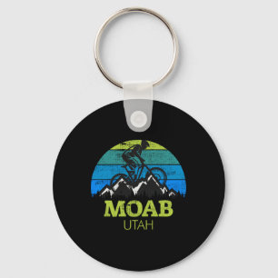 Moab Utah Mountain Biking Mtb Retro Sunset  Key Ring