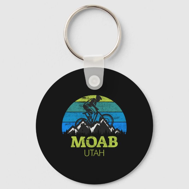 Moab Utah Mountain Biking Mtb Retro Sunset  Key Ring (Front)