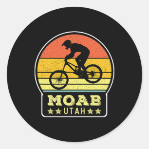 Moab Utah Mtb Vintage Downhill Mountain Biking Tra Classic Round Sticker