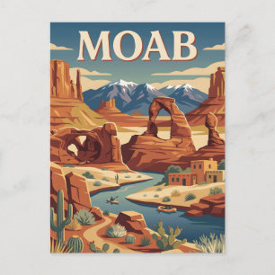Moab Utah Red Rock Retro Vintage Travel Poster Postcard