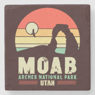Moab Utah Vintage Desert Sunset Retro Souvenir 60s Stone Coaster