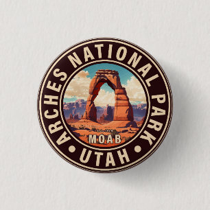 Moab Utah Vintage Sunset Arches Adventure Outdoors 3 Cm Round Badge