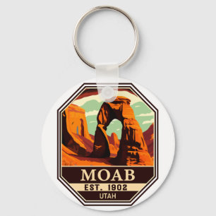 Moab Utah Vintage Sunset Arches Adventure Outdoors Key Ring