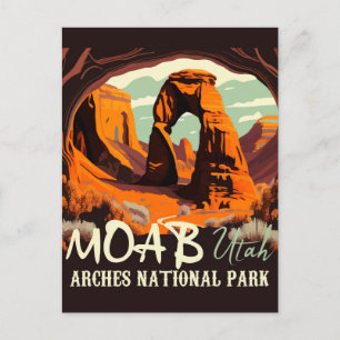 Moab Utah Vintage Sunset Arches Adventure Outdoors Postcard