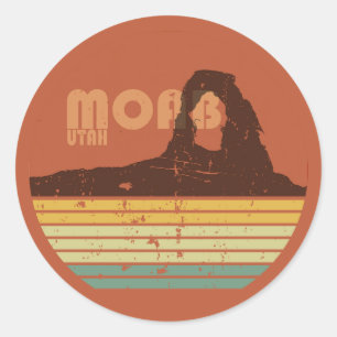Moab Utah vintage sunset Arches national park Classic Round Sticker