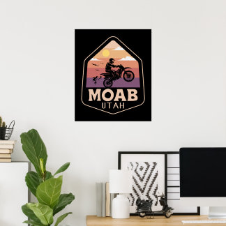 Moab Utah Vintage Sunset Dirt Bike Retro Outdoor  Poster